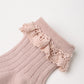 Rylee + Cru Lace Trim Socks 2-Pack Rosewood, Natural