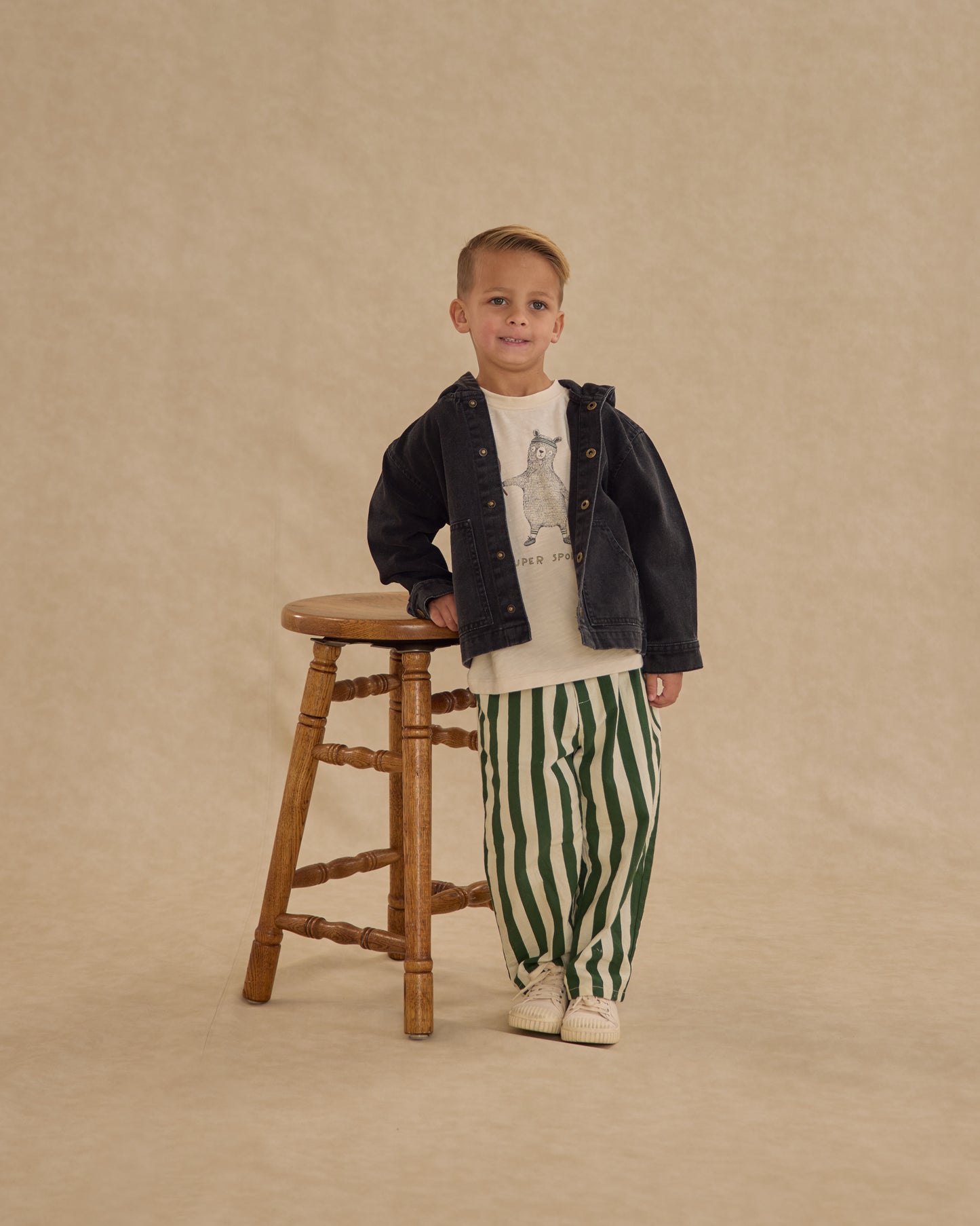 Rylee + Cru Baggy Pant Green Stripe