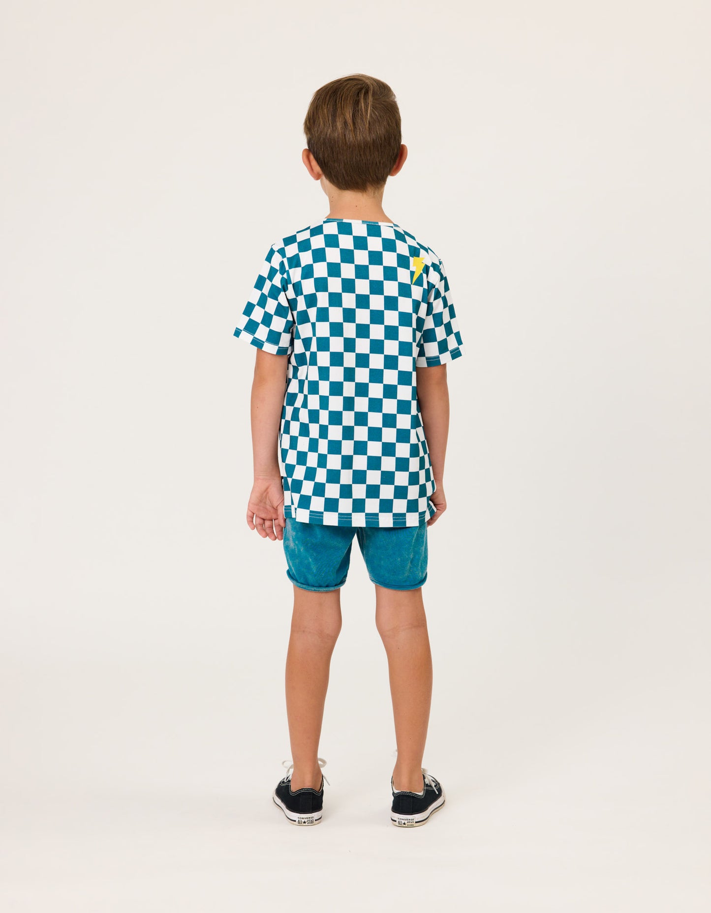 Radicool Smiley Chequerboard Tee Petrol | White