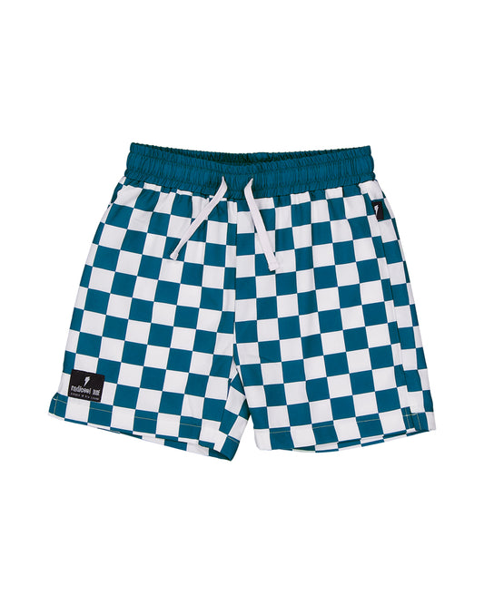 Radicool Chequerboard Boardies Petrol | White