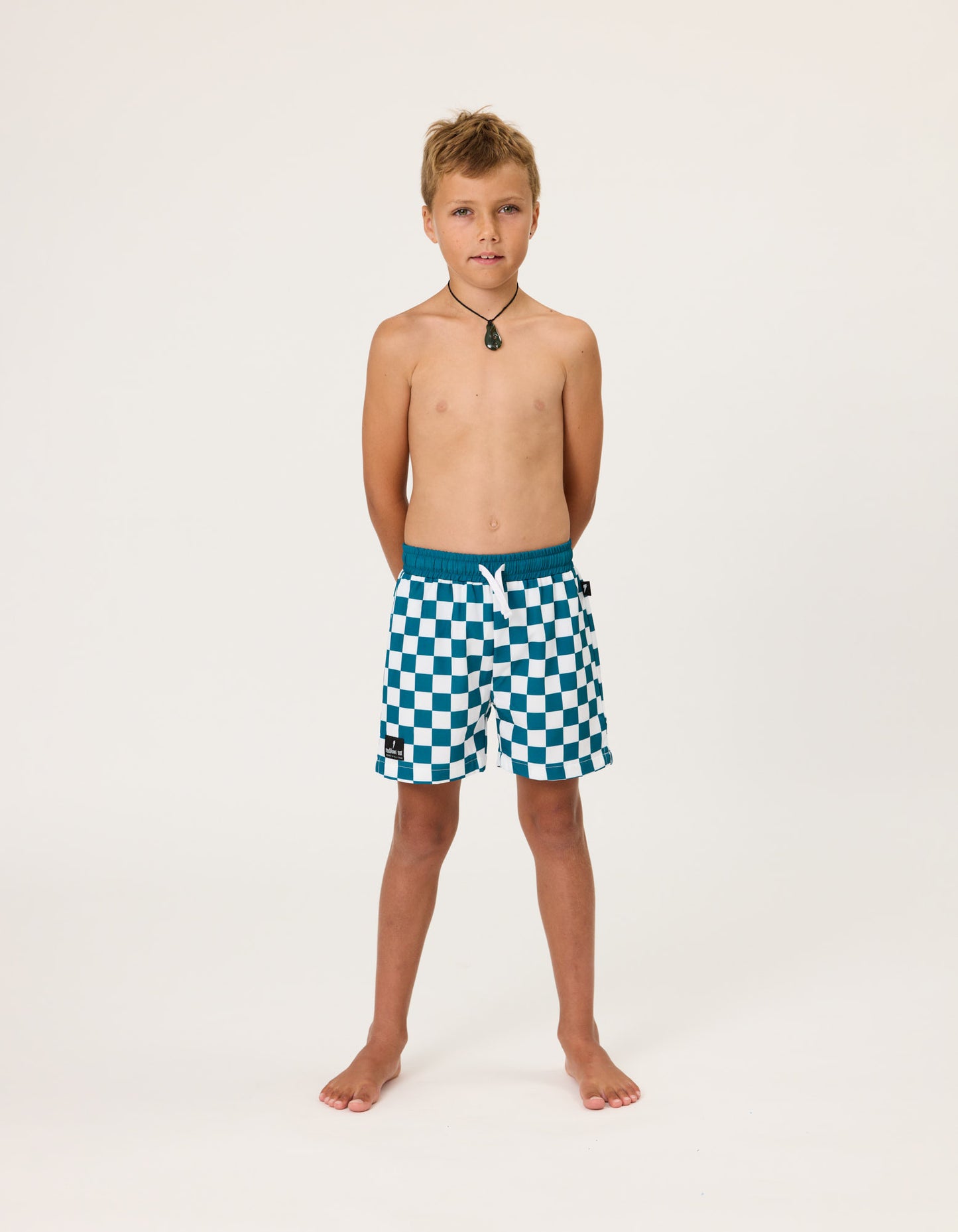 Radicool Chequerboard Boardies Petrol | White