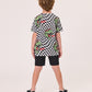 Radicool Kids T-Rex Twisted Chequer Short Sleeve Tee