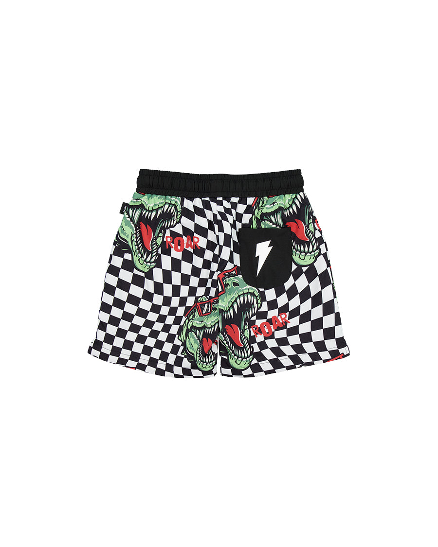 Radicool Kids T-Rex Twisted Chequer Boardies