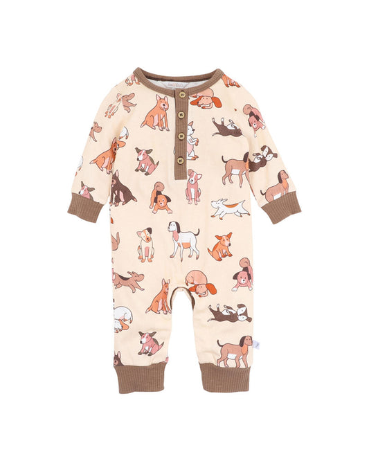 Minihaha Cool Dogs Print Henley Romper