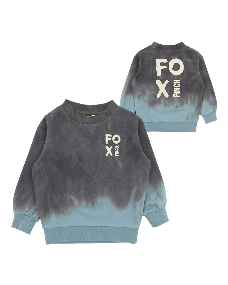 Minihaha Boys Teal Dip Dye Sweatshirt Charcoal | Teal