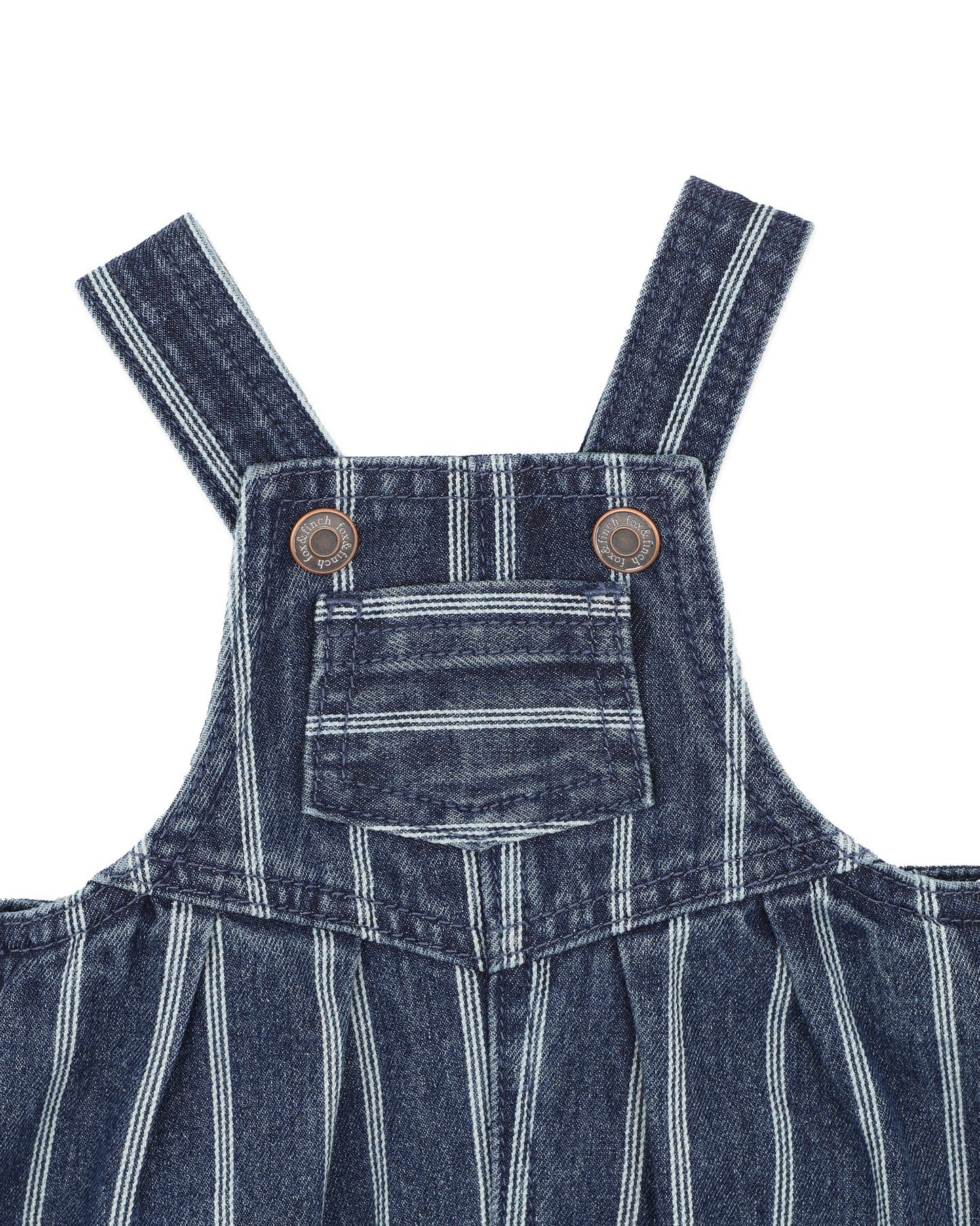 Minihaha Baby Wild Side Stripe Denim Overalls Blue Ticking Stripe