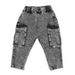 Minihaha Boys Washed Black Pull On Cargo Jeans