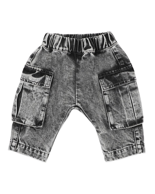 Minihaha Baby Washed Black Pull On Cargo Jeans