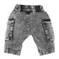 Minihaha Baby Washed Black Pull On Cargo Jeans