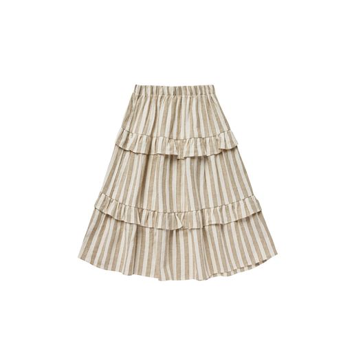 Rylee & Cru Ruffled Midi Skirt Autumn Stripe