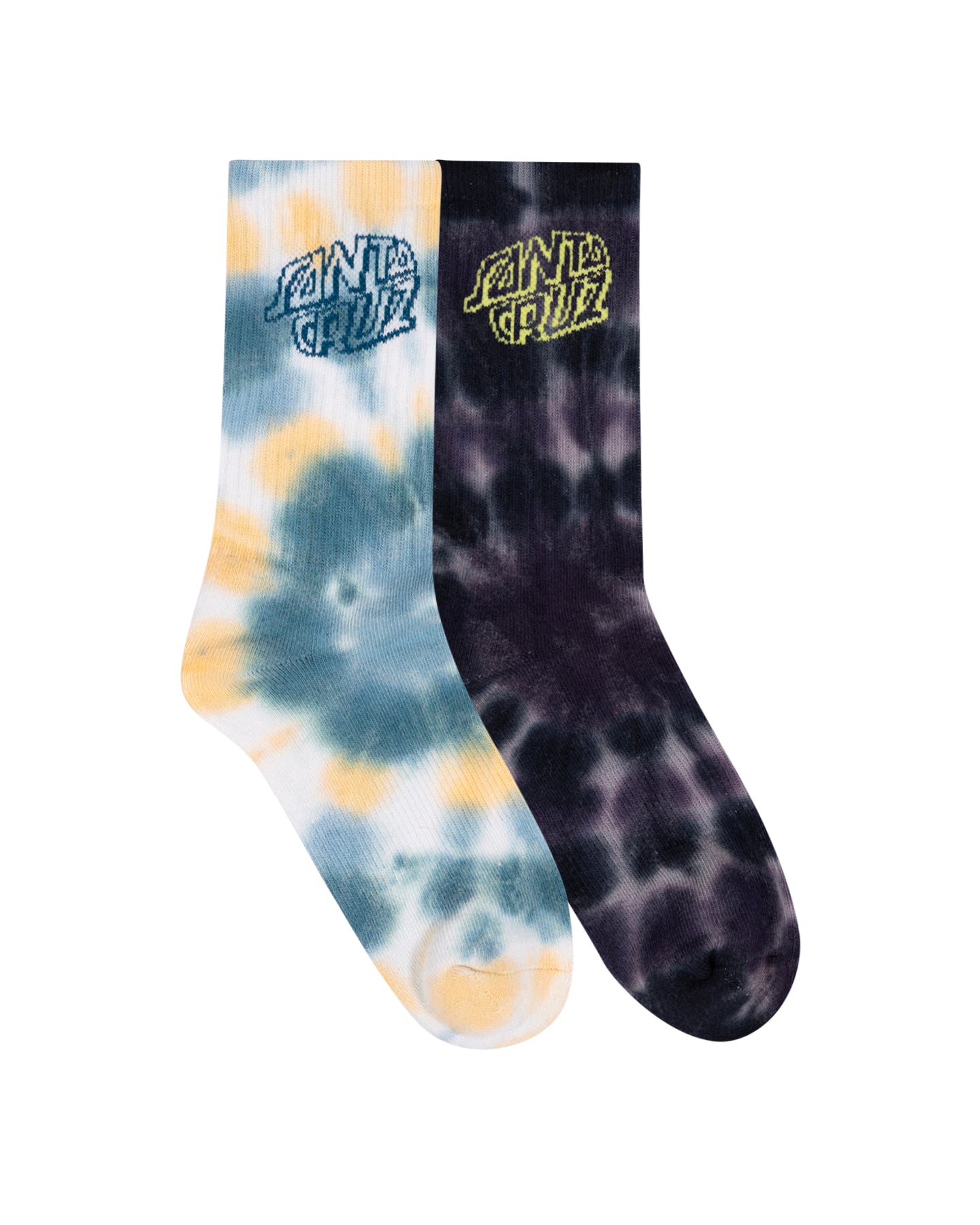Santa Cruz Malba Crash Stack Crew Sock 2 Pack Teal Tie Dye | Black