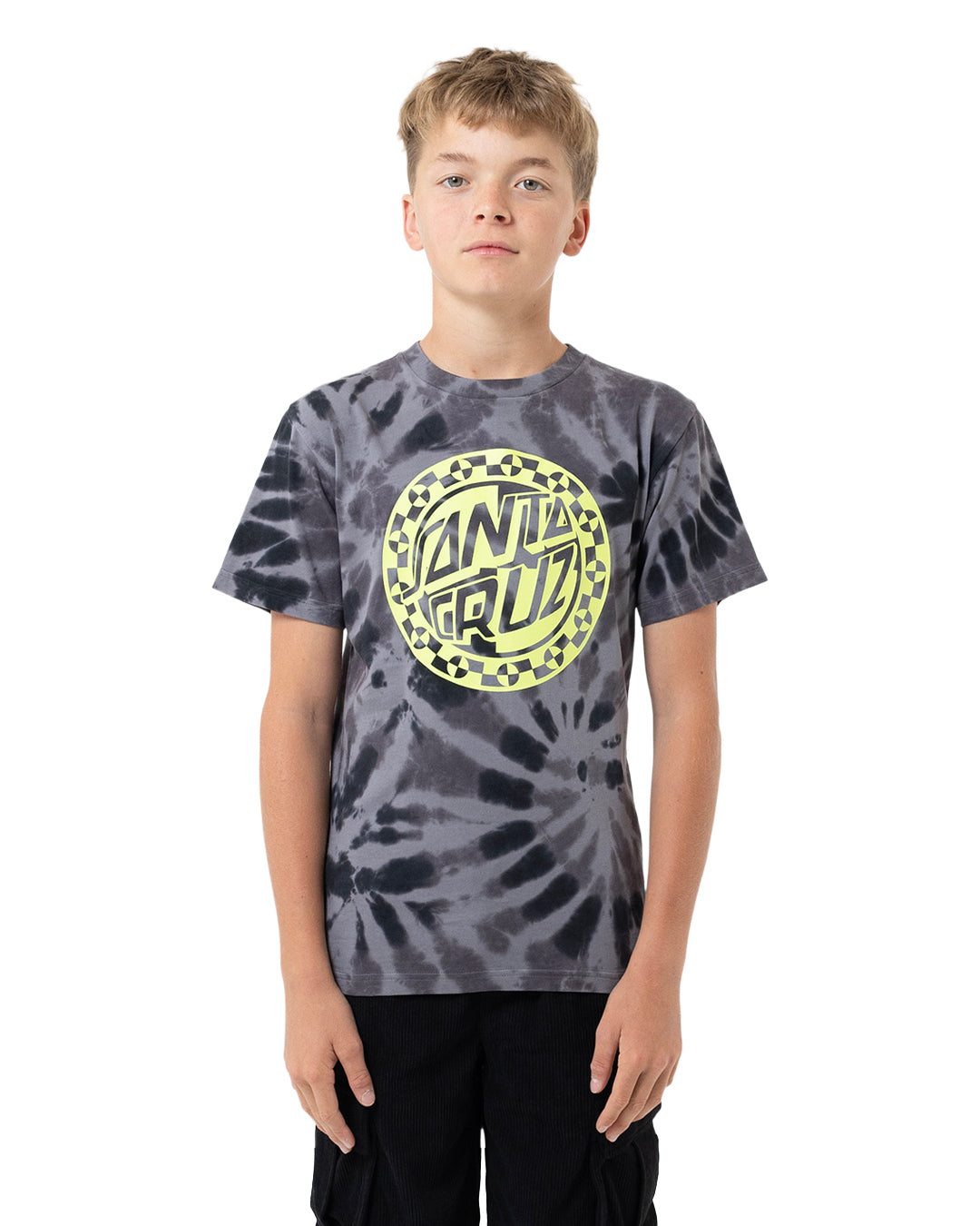 Santa Cruz Malba Crash Dot Mono Front Tee Black Tie Dye
