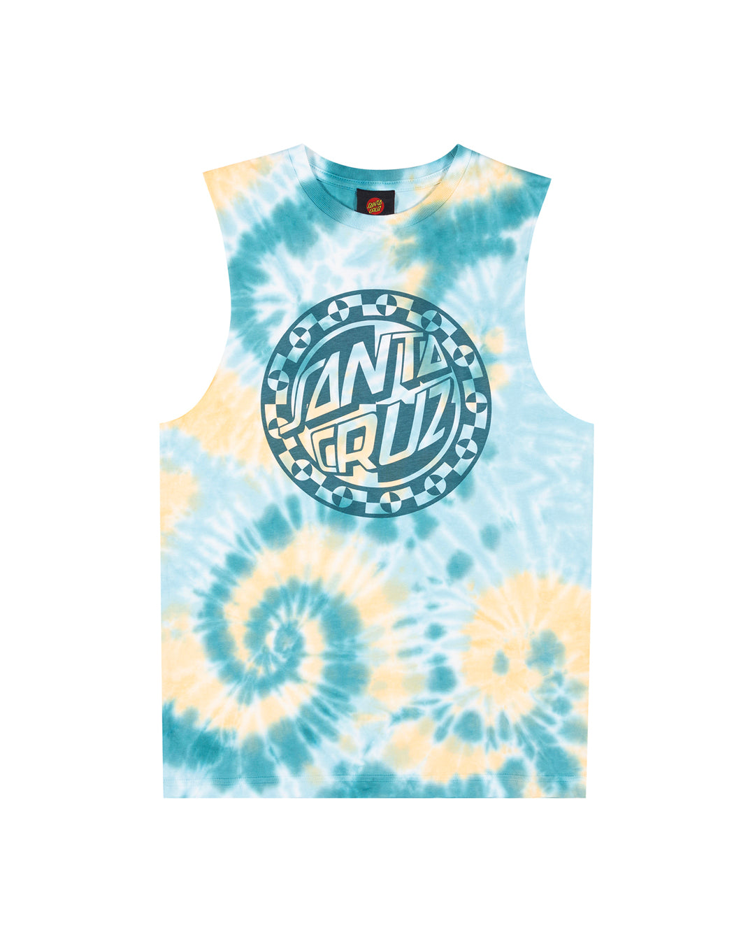 Santa Cruz Malba Crash Dot Mono Front Muscle Tee Teal Tie Dye