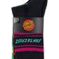 Santa Cruz Multi Split Strip Crew Sock 3 Pack Off Black | Green | Black