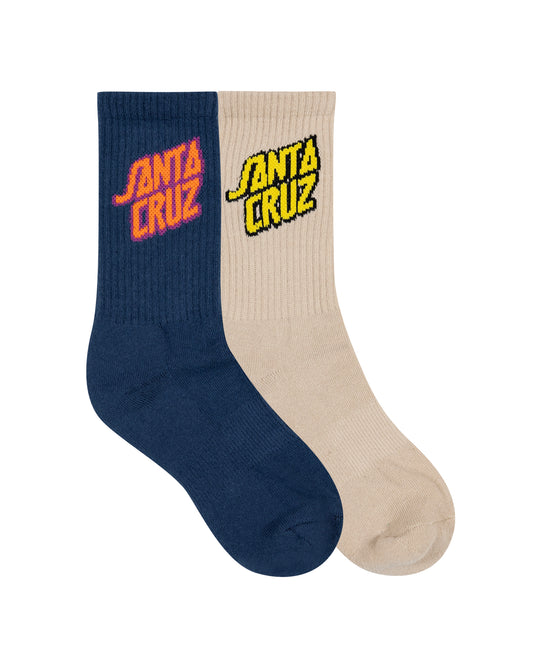 Santa Cruz Summer 76 Stack Crew Sock 2 Pack Dark Blue | Natural