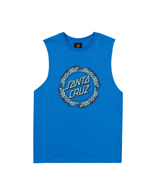 Santa Cruz Flame Ringed Dot Front Muscle Tee Blue