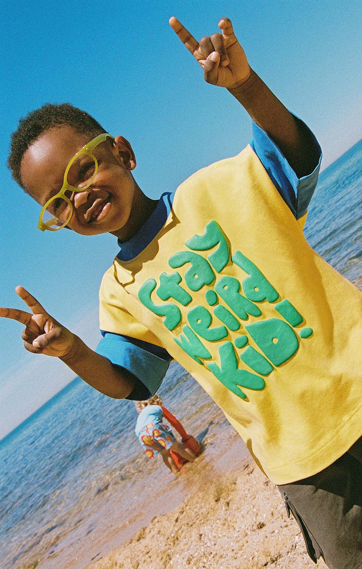 Sandcastle Rascals Stay Weird Kid Splicy Tee