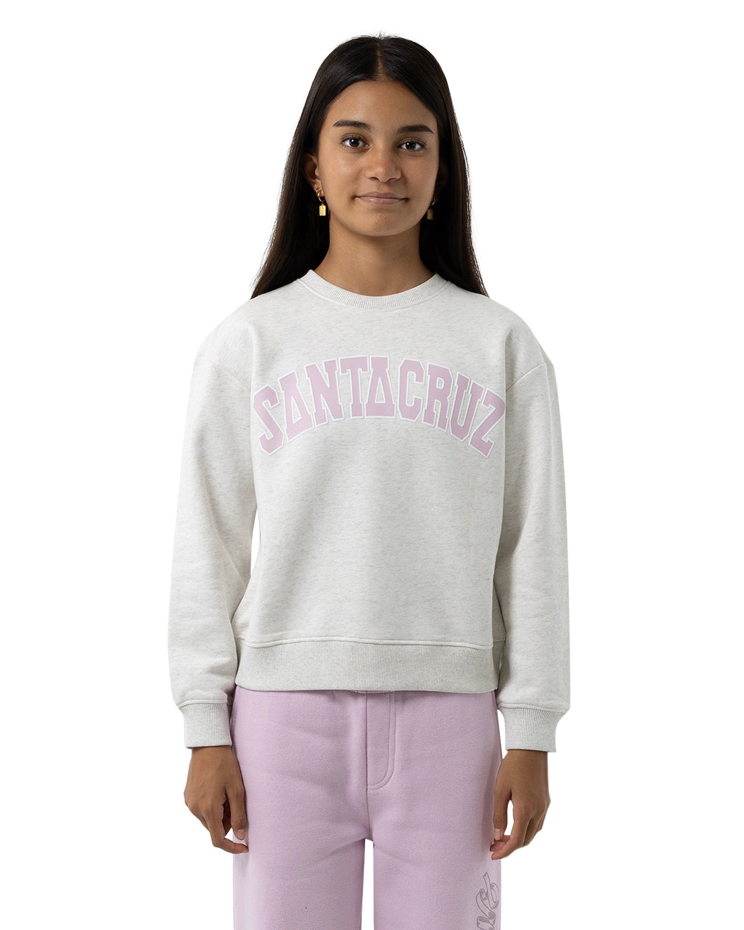 Santa Cruz Collegiate Strip Front Sweater White Marle