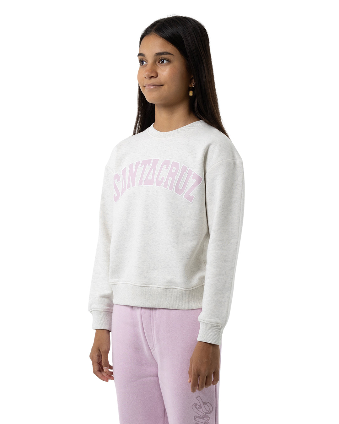 Santa Cruz Collegiate Strip Front Sweater White Marle