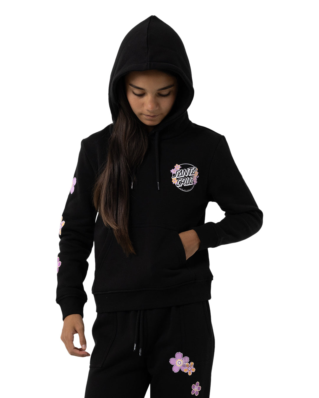 Santa Cruz Os Blooming Stack Dot Chest Hoodie Black