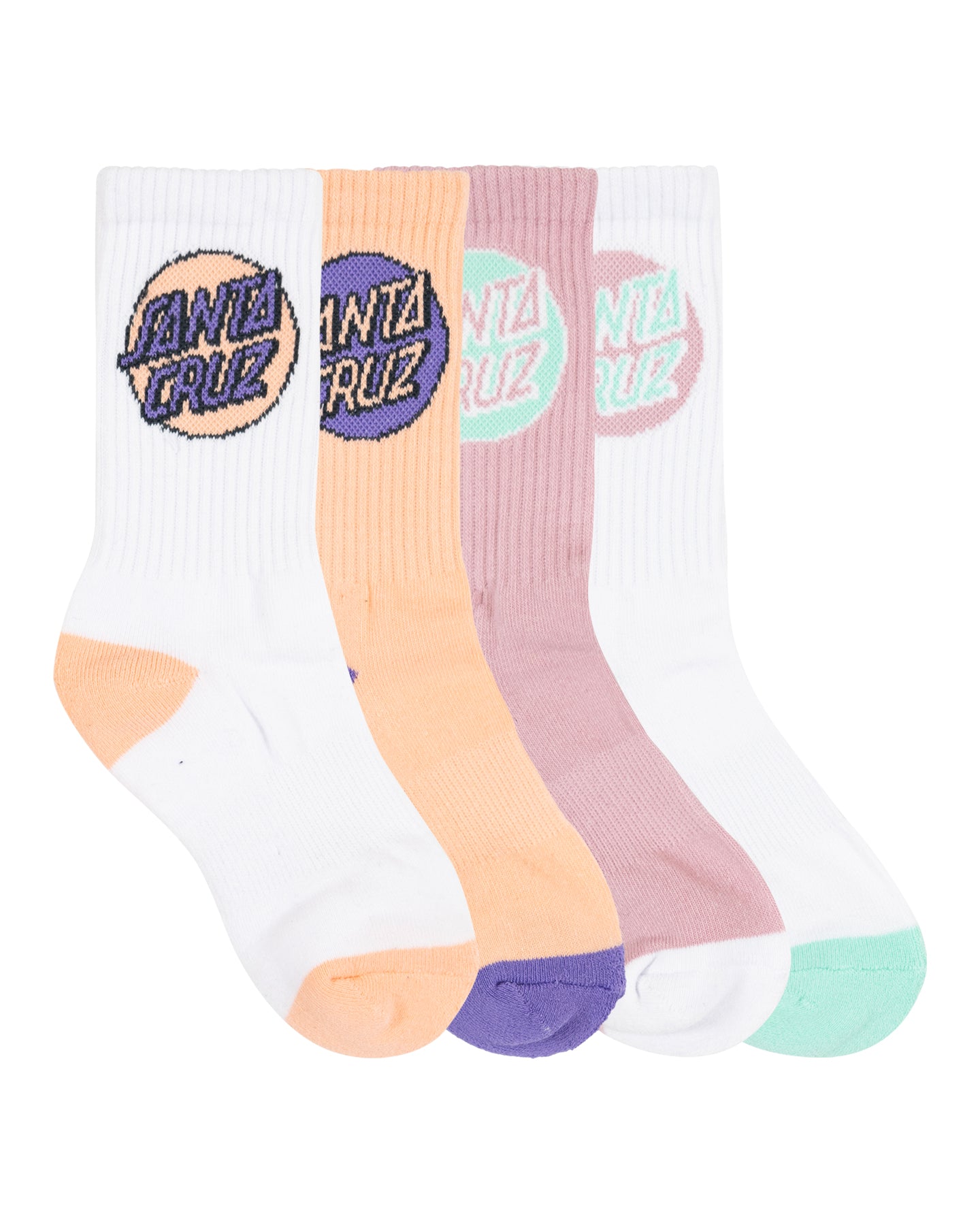Santa Cruz Other Dot Crew Sock 4 Pack Pink | White | Orange