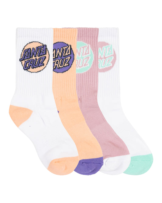 Santa Cruz Other Dot Crew Sock 4 Pack Pink | White | Orange