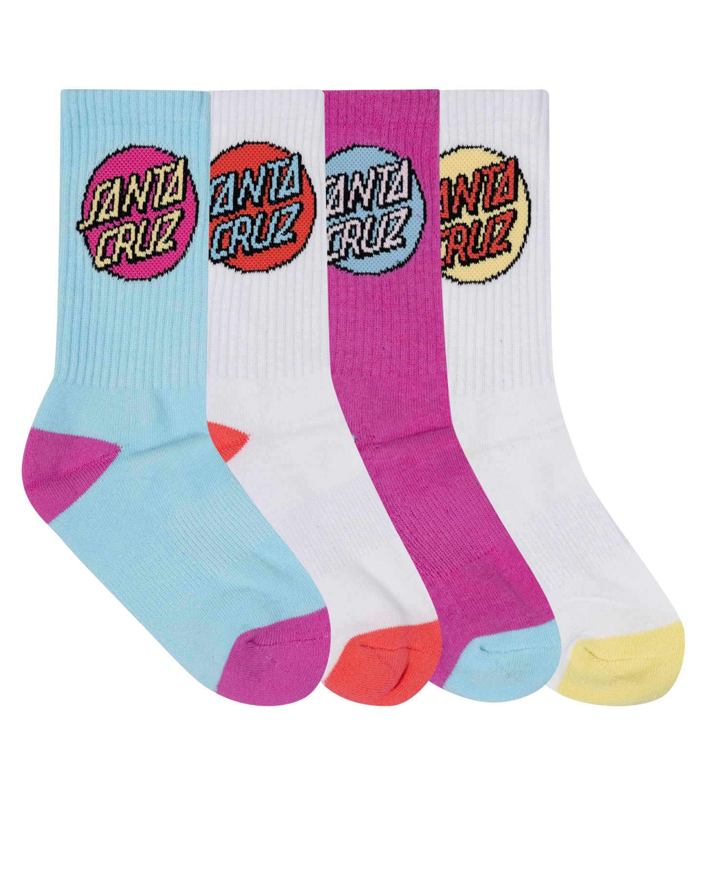 Santa Cruz Other Dot Crew Sock 4 Pack Aqua | Pink | White