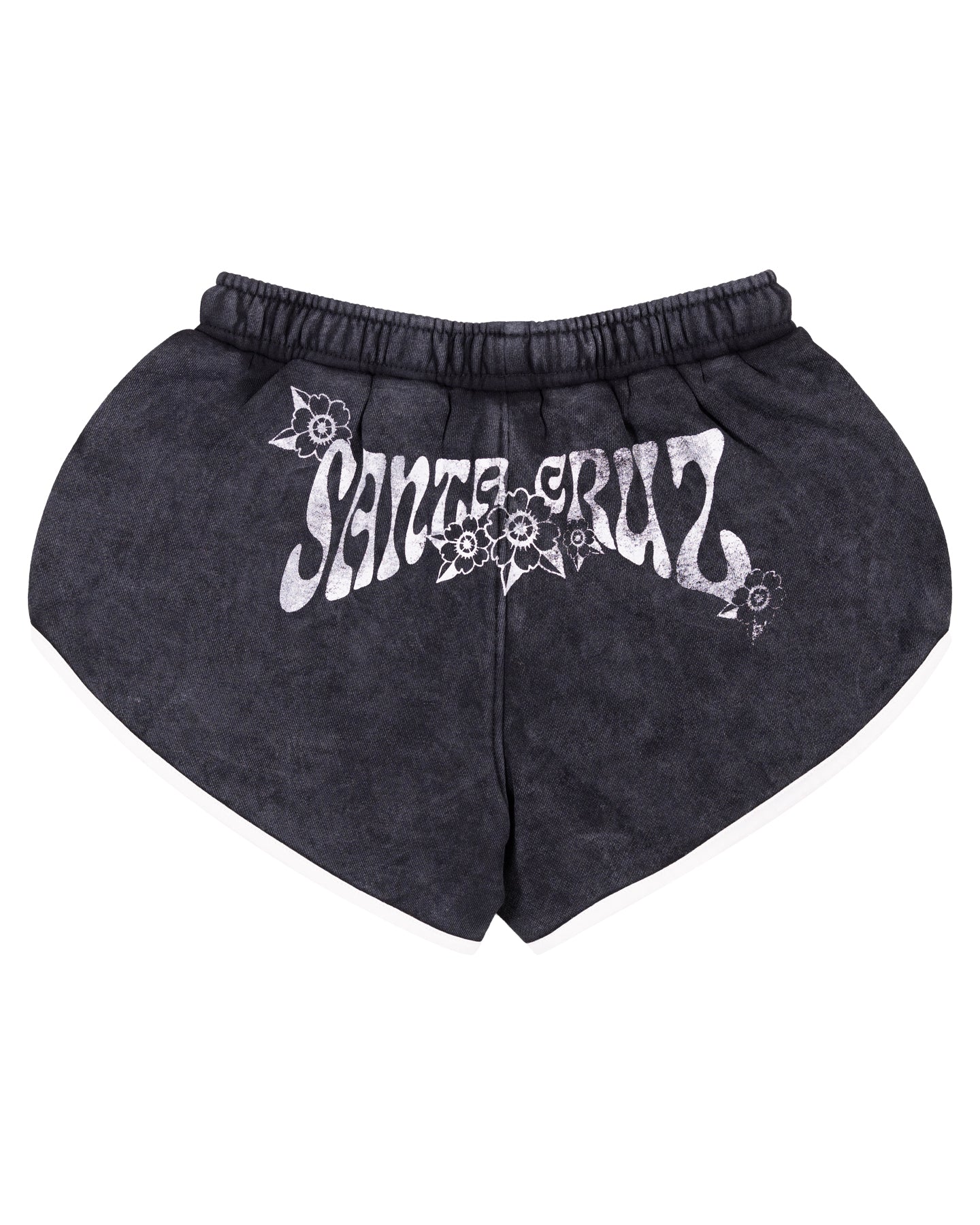 Santa Cruz Strange Hibiscus Retro Track Shorts Washed Black