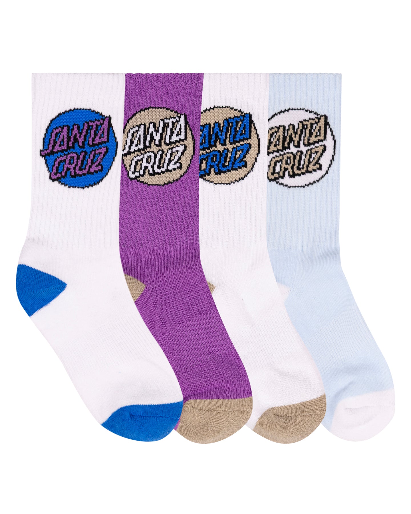 Santa Cruz Other Dot Crew Sock 4 Pack Blue Aura | White