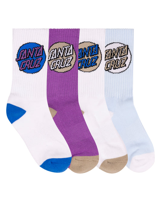 Santa Cruz Other Dot Crew Sock 4 Pack Blue Aura | White