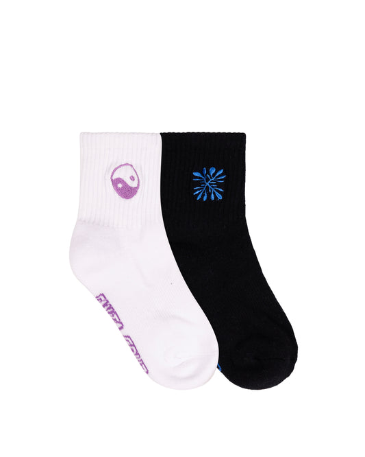 Santa Cruz Strange SC Strip Mid Sock 2 Pack White | Black