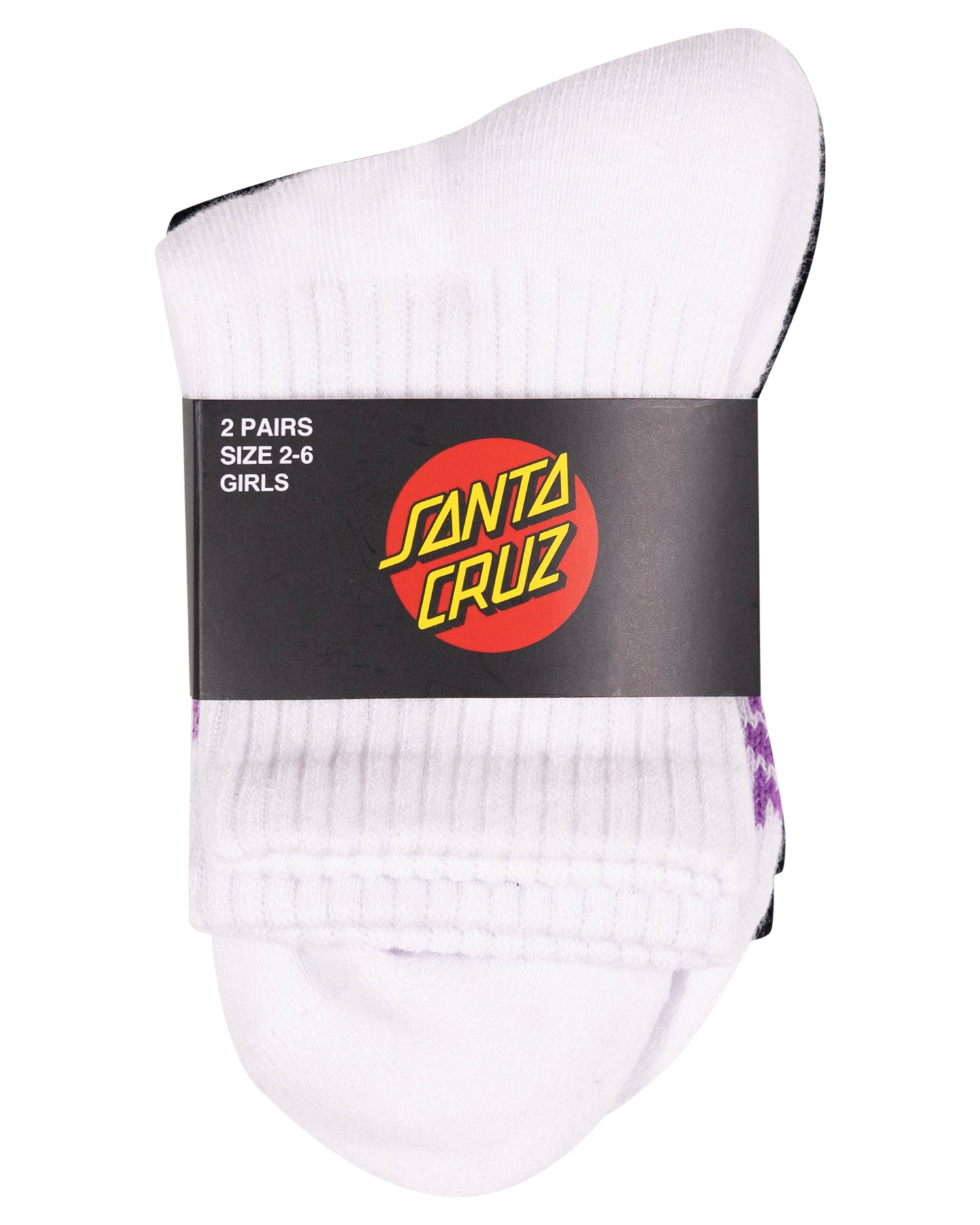 Santa Cruz Strange SC Strip Mid Sock 2 Pack White | Black