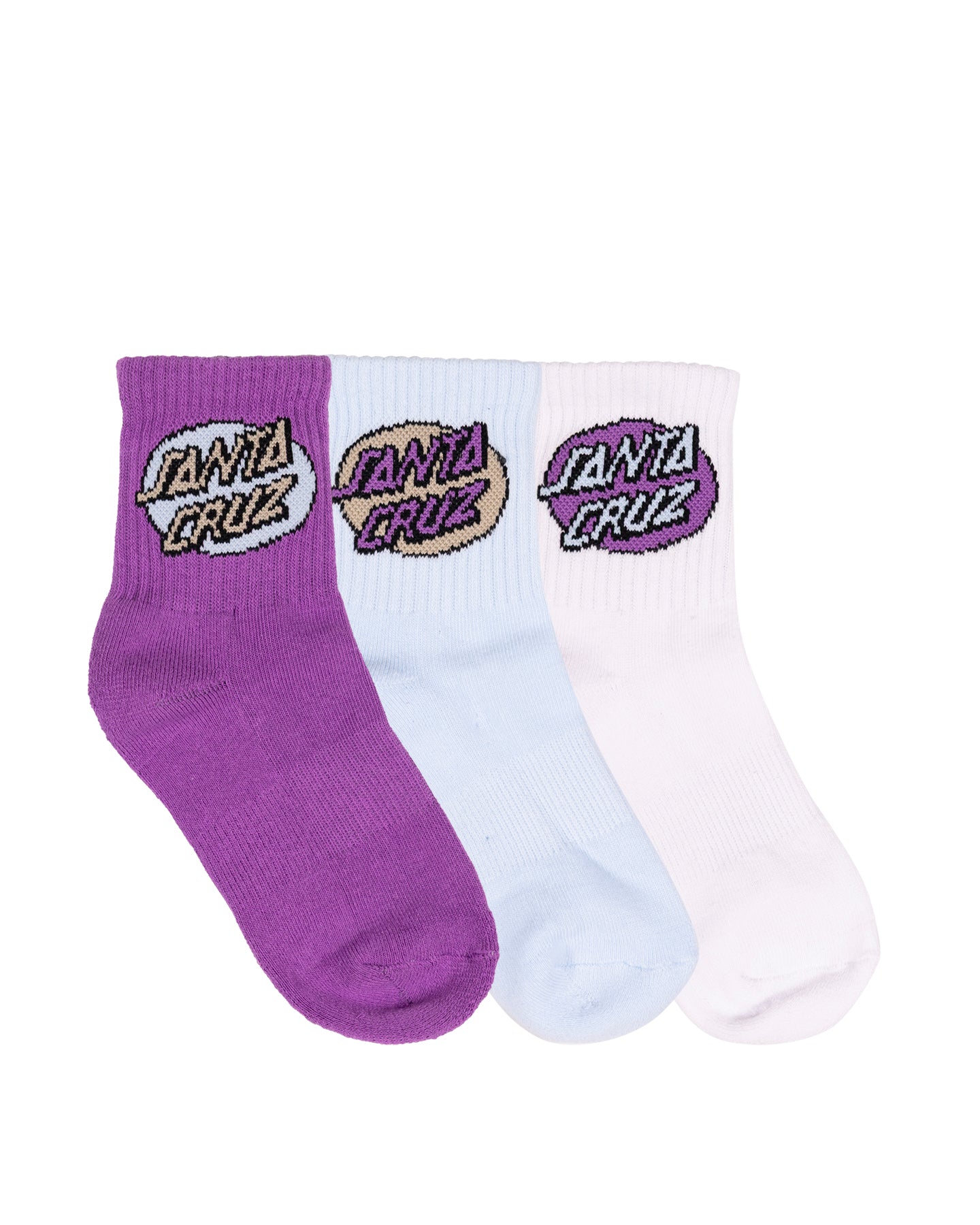 Santa Cruz Oval Dot Mid Sock 3 Pack Magenta | White | Black