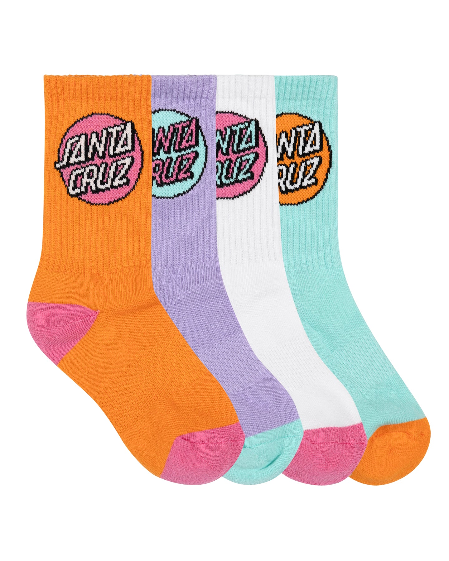 Santa Cruz Other Dot Crew Sock 4 Pack Orange | Lavender | White | Aqua