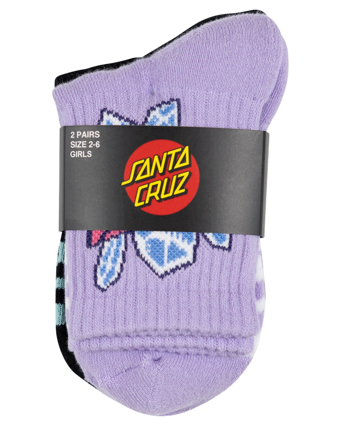 Santa Cruz Crystal Stack Mid Sock 2 Pack Lavender | Black