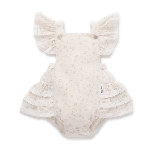 Aster & Oak Sofia Floral Playsuit Ivory