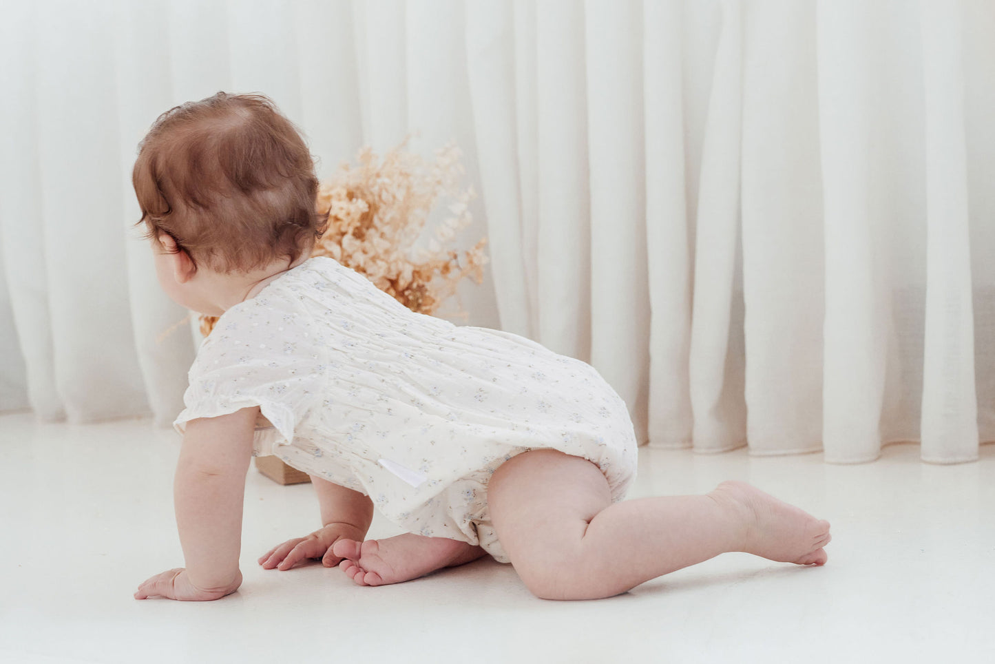 Aster & Oak Sofia Floral Bubble Romper Ivory