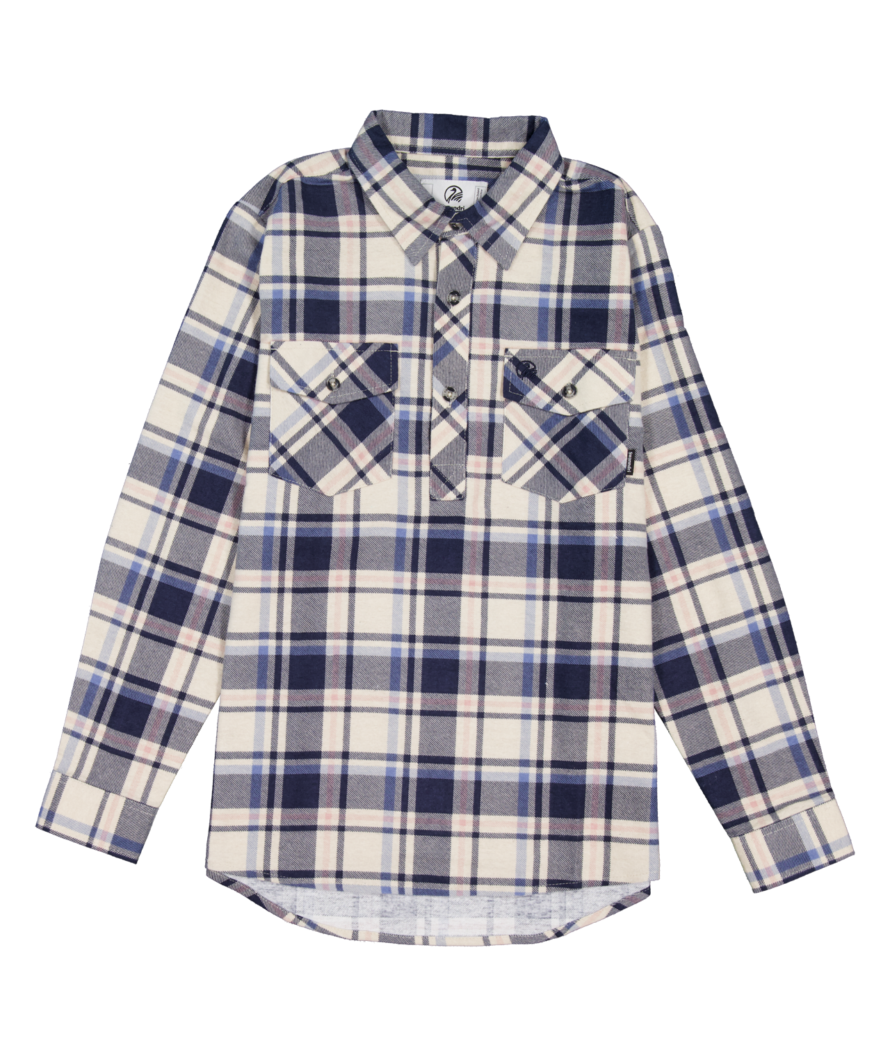 Swanndri Kid's Egmont Shirt Half Placket Biscuit Navy