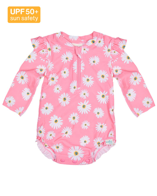 Toshi Baby Swim Long Sleeve Onesie Ripple Daisy Watermelon