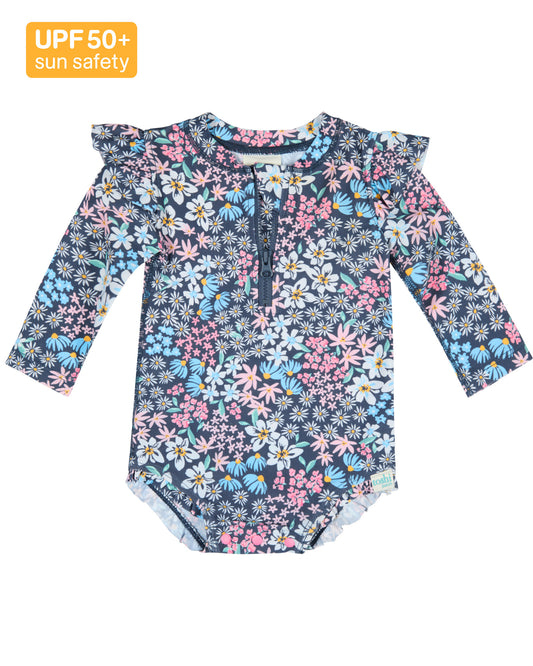 Toshi Baby Swim Long Sleeve Onesie Ripple Wattle Dusk