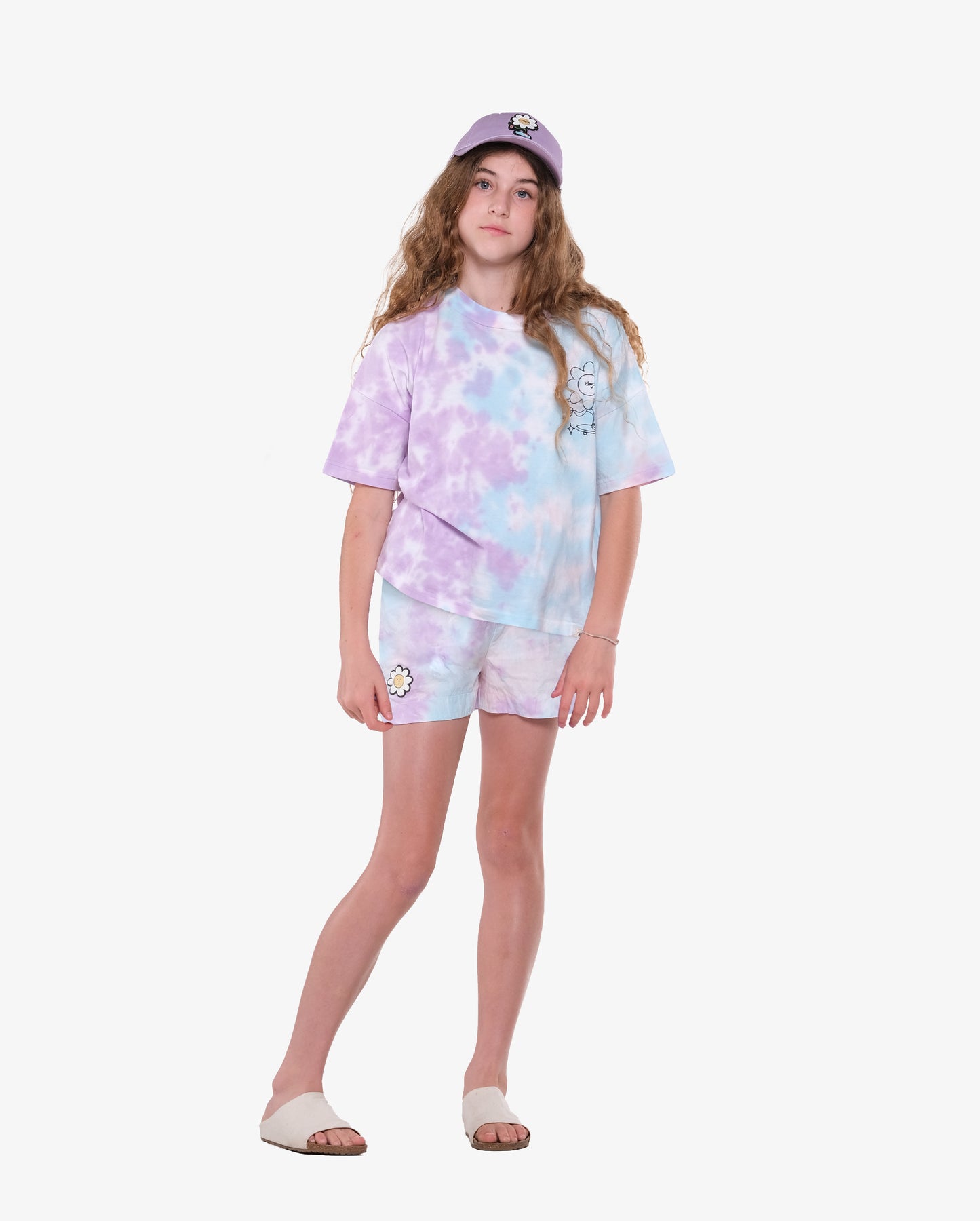 The Girl Club Lavender Tie-Dye Cotton Shorts
