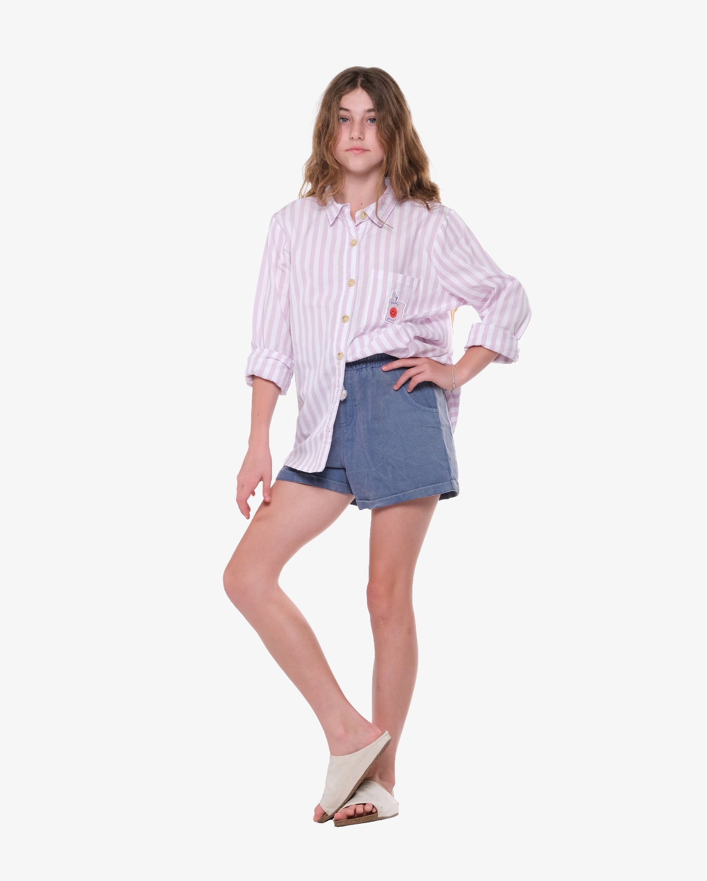 The Girl Club Vintage Blue Wash Twill Shorts
