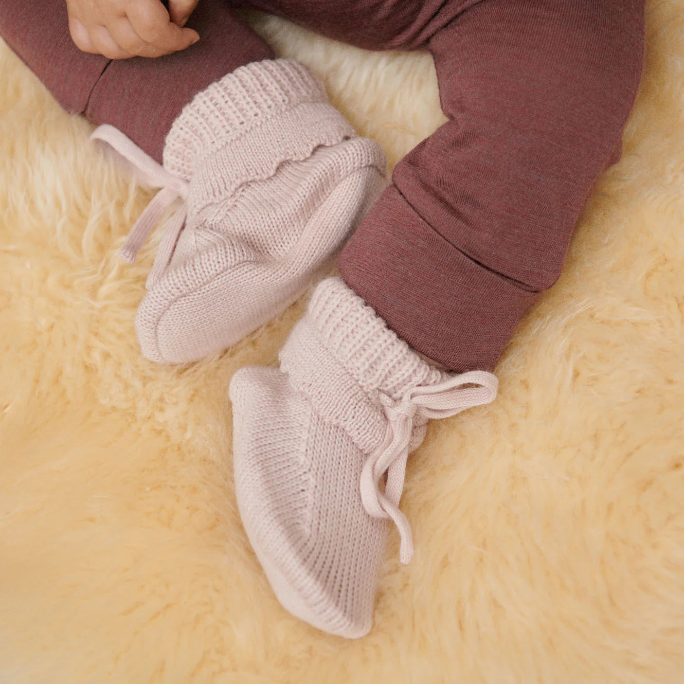 Nature Baby Teddy Booties Rose Dust