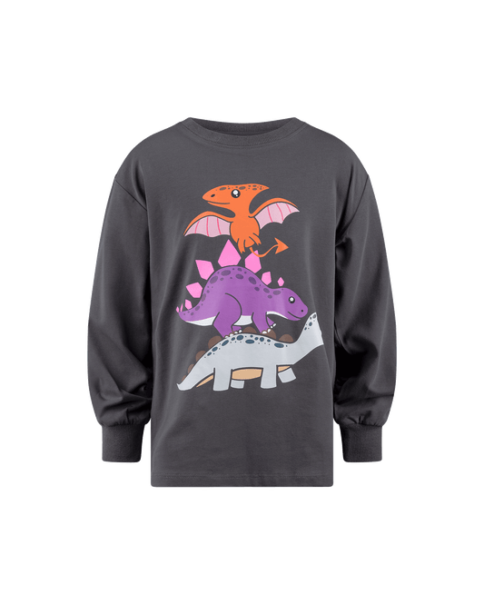 Rock Your Kid Dino Stack Long Sleeve Tee