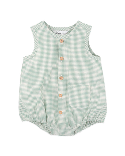 Minihaha Scout Check Button Up Romper