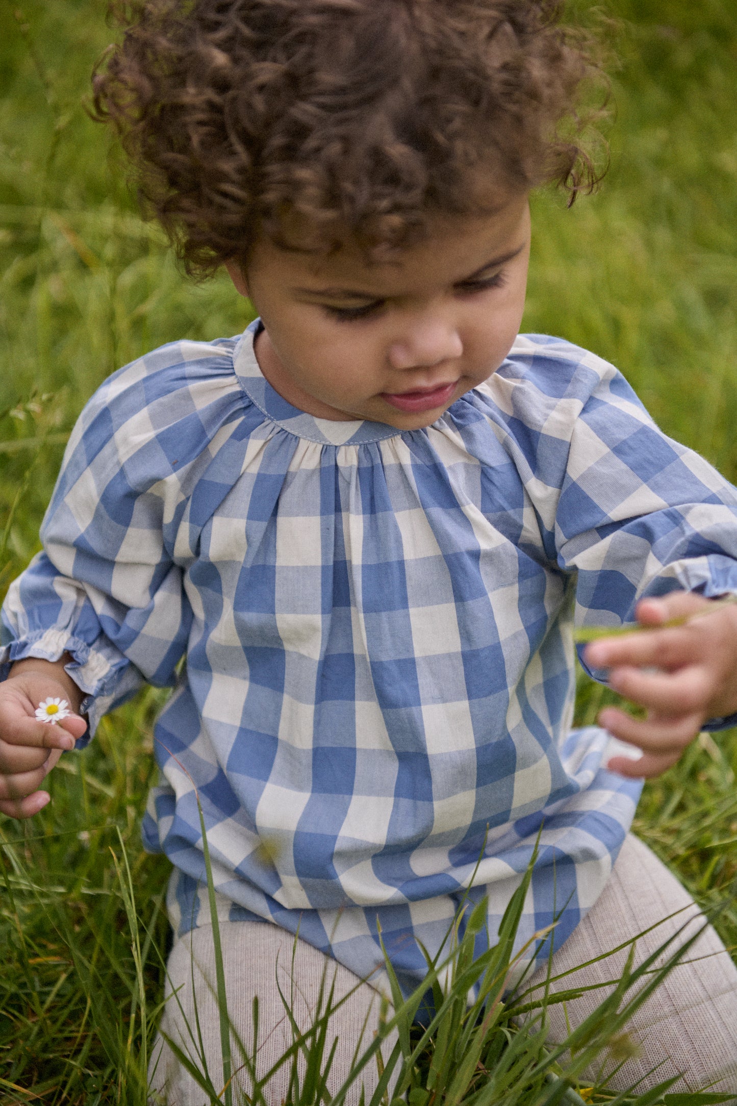 Nature Baby Meadow Bodysuit Gingham Bluebelle Check