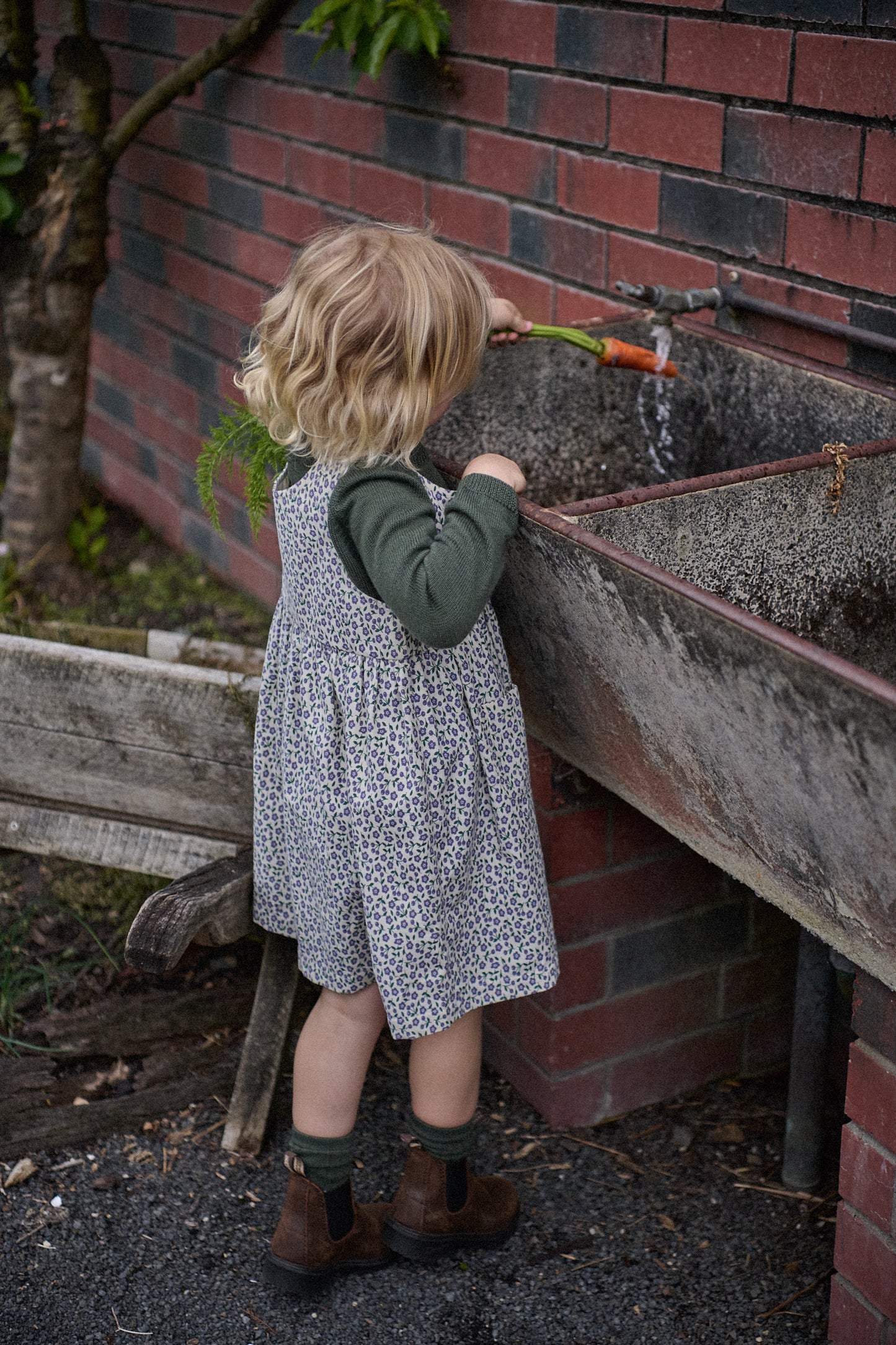 Nature Baby Amelia Pinafore Briarwood Heron Print