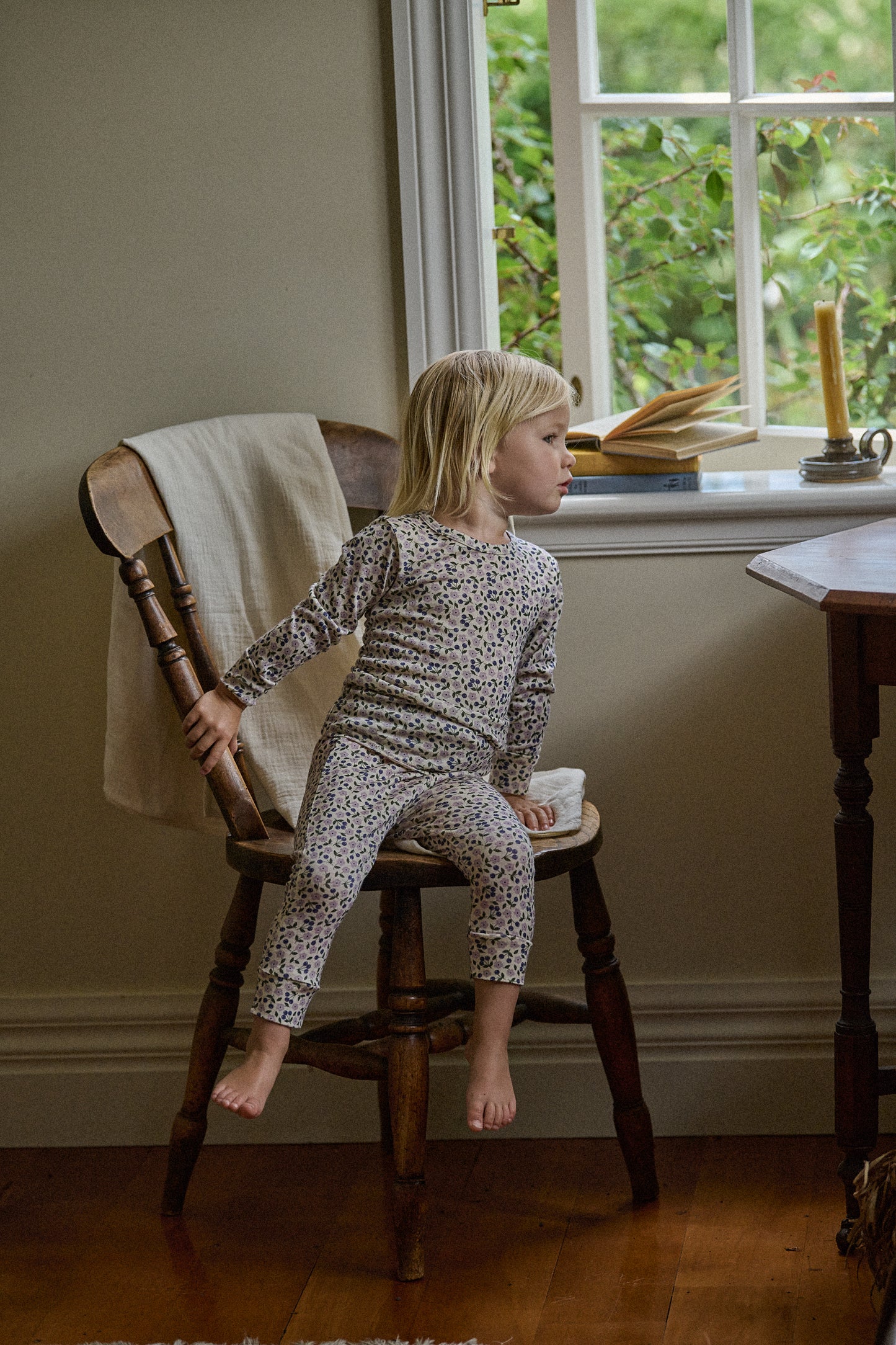 Nature Baby Merino Essential Long Sleeve Pyjamas Set Briarwood Lilac Print