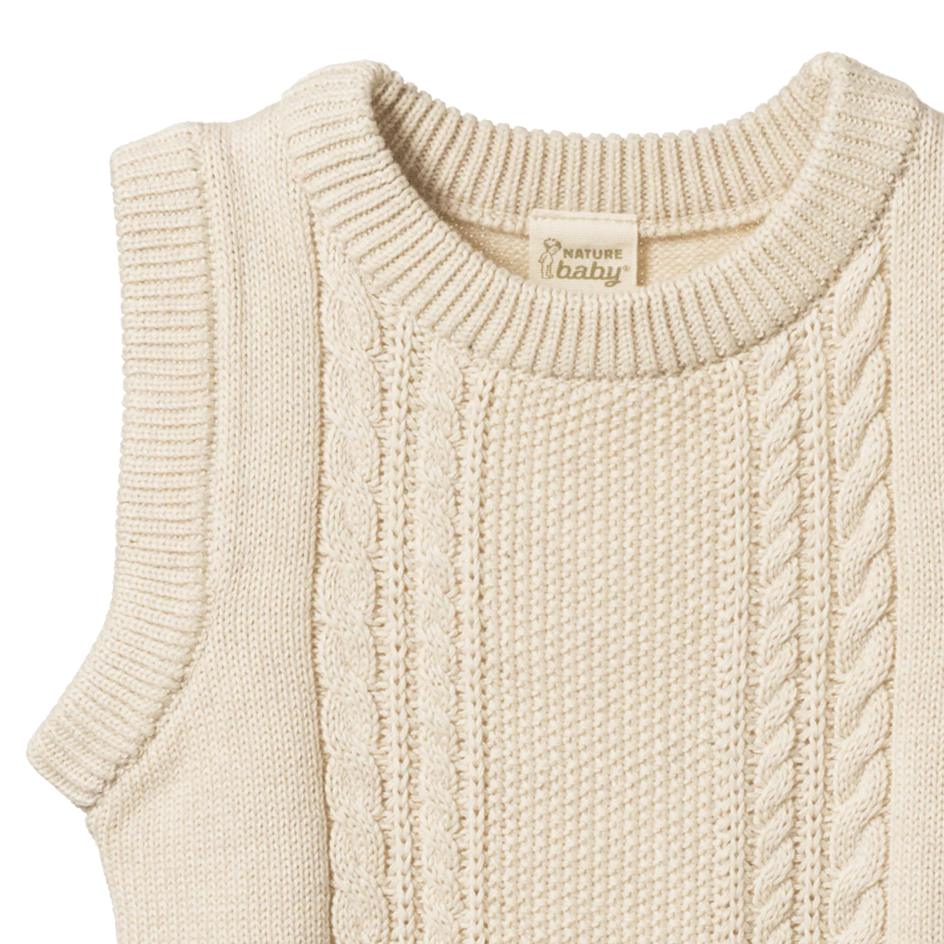 Nature Baby Walter Vest Oatmeal Marl Cable Knit