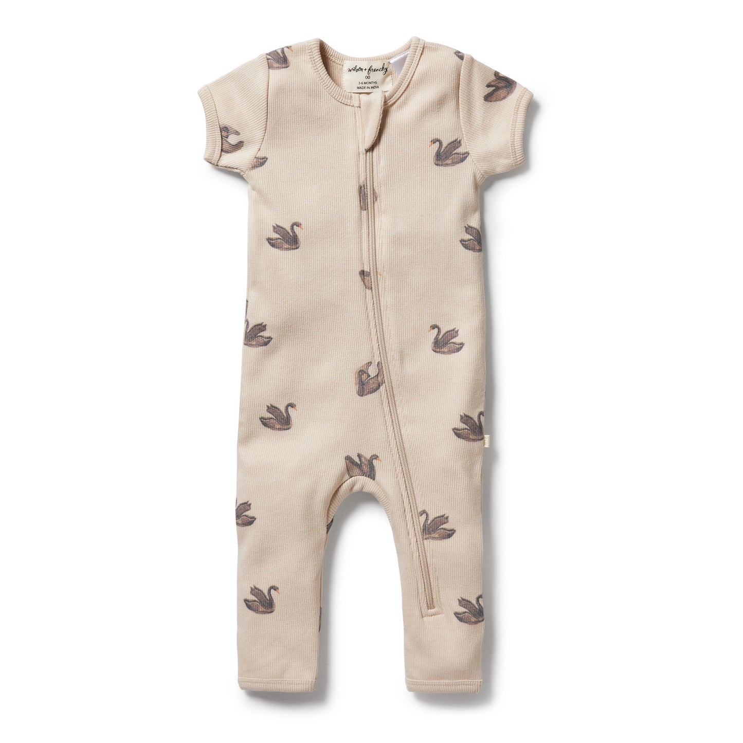 Wilson & Frenchy Organic Rib Zipsuit Little Swan